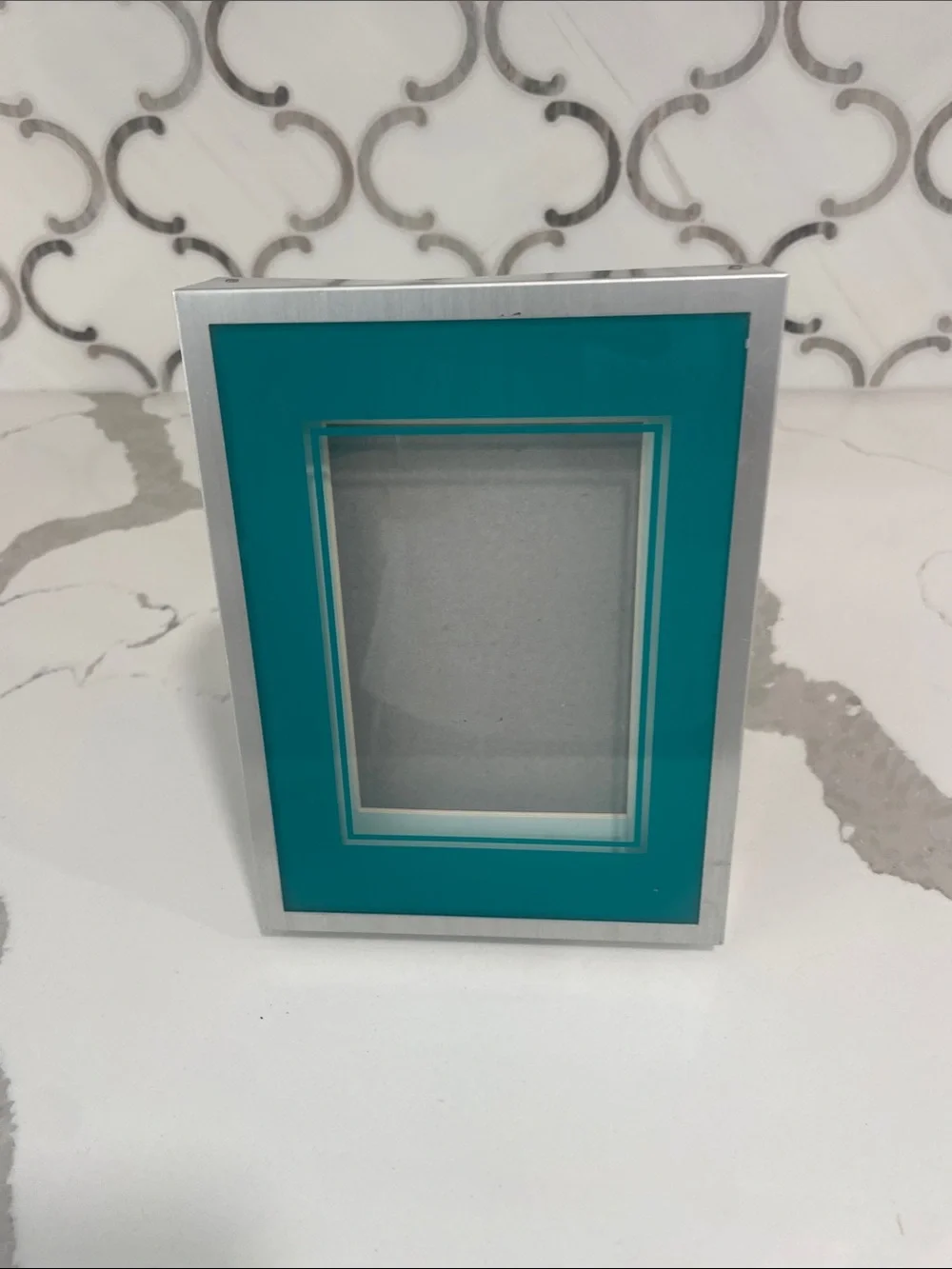 Teal Picture Frame with Silver Trim